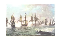 An illustration from Naval Actions of the War of 1812 ... With 21 illustrations in color by C. T. Chapman (1897)