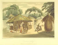 An illustration from A Voyage to Cochin China, in the years 1792, and 1793: containing a general view of the productions, and political importance of this kingdom; and also of such European settlements as were visited on the voyage, with sketches of the manners, character, and condition of their inhabitants. To which is annexed an account of a journey, made in the years 1801 and 1802, to the residence of the chief of the Booshuana nation ... from a manuscript journal [by - Truter] with a chart of the route, etc (1806)