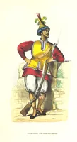 An illustration from Die Völker des Erdballs nach ihrer Abstammung und Verwandtschaft, und ihren Eigenthümlichkeiten in Regierungsform, Religion, Sitte und Tracht ... Mit ... colorirten Abbildungen (1845)