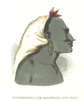 An illustration from Die Völker des Erdballs nach ihrer Abstammung und Verwandtschaft, und ihren Eigenthümlichkeiten in Regierungsform, Religion, Sitte und Tracht ... Mit ... colorirten Abbildungen (1845)