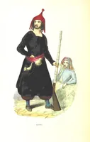 An illustration from Die Völker des Erdballs nach ihrer Abstammung und Verwandtschaft, und ihren Eigenthümlichkeiten in Regierungsform, Religion, Sitte und Tracht ... Mit ... colorirten Abbildungen (1845)