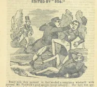 An illustration from The post-humorous notes of the Pickwickian Club. Edited by “Bos”. Illustrated with ... engravings (1837)