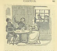 An illustration from The post-humorous notes of the Pickwickian Club. Edited by “Bos”. Illustrated with ... engravings (1837)
