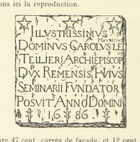 An illustration from Histoire du Collège des Bons-Enfants de l'Université de Reims depuis son origine jusqu'à ses récentes transformations ... Édition ornée de plans, gravures et vignettes, etc (1885)