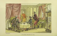 An illustration from Doctor Syntax's Three Tours: in search of the picturesque, consolation, and a wife ... The original edition, complete and unabridged, with the life and adventures of the author ... by John Camden Hotten. Eighty full page illustrations drawn and coloured after the originals by T. Rowlandson (1868)