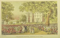An illustration from Doctor Syntax's Three Tours: in search of the picturesque, consolation, and a wife ... The original edition, complete and unabridged, with the life and adventures of the author ... by John Camden Hotten. Eighty full page illustrations drawn and coloured after the originals by T. Rowlandson (1868)