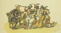 An illustration from Doctor Syntax's Three Tours: in search of the picturesque, consolation, and a wife ... The original edition, complete and unabridged, with the life and adventures of the author ... by John Camden Hotten. Eighty full page illustrations drawn and coloured after the originals by T. Rowlandson (1868)