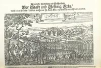 An illustration from Avvisi del cavaliere Federico Cornaro, ambasciatore veneto, circa l'assedio e la presa della fortezza di Buda nell'anno 1686. Con traduzione ungherese ed introduzione storica da Sigismondo Bubics. (Cornaro Frigyes velenczei követ Jelentései, etc.) [With plates, including portraits.] Ital. & Hung (1891)