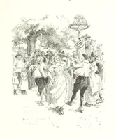 An illustration from Coridon's Song and other verses from various sources. With illustrations by Hugh Thomson ... With an introduction by Austin Dobson. L.P (1894)