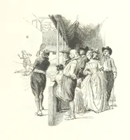 An illustration from Coridon's Song and other verses from various sources. With illustrations by Hugh Thomson ... With an introduction by Austin Dobson. L.P (1894)