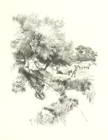 An illustration from Coridon's Song and other verses from various sources. With illustrations by Hugh Thomson ... With an introduction by Austin Dobson. L.P (1894)