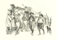 An illustration from Coridon's Song and other verses from various sources. With illustrations by Hugh Thomson ... With an introduction by Austin Dobson. L.P (1894)