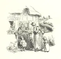 An illustration from Coridon's Song and other verses from various sources. With illustrations by Hugh Thomson ... With an introduction by Austin Dobson. L.P (1894)