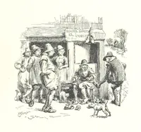 An illustration from Coridon's Song and other verses from various sources. With illustrations by Hugh Thomson ... With an introduction by Austin Dobson. L.P (1894)