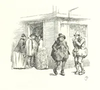 An illustration from Coridon's Song and other verses from various sources. With illustrations by Hugh Thomson ... With an introduction by Austin Dobson. L.P (1894)