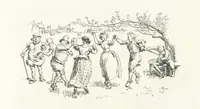 An illustration from Coridon's Song and other verses from various sources. With illustrations by Hugh Thomson ... With an introduction by Austin Dobson. L.P (1894)