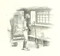 An illustration from Coridon's Song and other verses from various sources. With illustrations by Hugh Thomson ... With an introduction by Austin Dobson. L.P (1894)