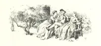 An illustration from Coridon's Song and other verses from various sources. With illustrations by Hugh Thomson ... With an introduction by Austin Dobson. L.P (1894)