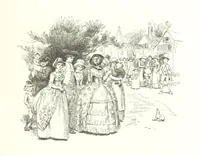 An illustration from Coridon's Song and other verses from various sources. With illustrations by Hugh Thomson ... With an introduction by Austin Dobson. L.P (1894)
