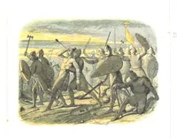 An illustration from A Chronicle of England B.C. 55-A.D. 1485, written and illustrated by J. E. D. The designs engraved and printed in colours by E. Evans. F.P (1864)