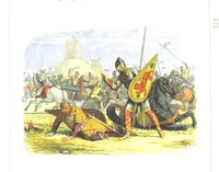 An illustration from A Chronicle of England B.C. 55-A.D. 1485, written and illustrated by J. E. D. The designs engraved and printed in colours by E. Evans. F.P (1864)