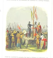 An illustration from A Chronicle of England B.C. 55-A.D. 1485, written and illustrated by J. E. D. The designs engraved and printed in colours by E. Evans. F.P (1864)
