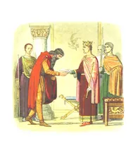An illustration from A Chronicle of England B.C. 55-A.D. 1485, written and illustrated by J. E. D. The designs engraved and printed in colours by E. Evans. F.P (1864)