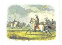 An illustration from A Chronicle of England B.C. 55-A.D. 1485, written and illustrated by J. E. D. The designs engraved and printed in colours by E. Evans. F.P (1864)