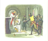 An illustration from A Chronicle of England B.C. 55-A.D. 1485, written and illustrated by J. E. D. The designs engraved and printed in colours by E. Evans. F.P (1864)