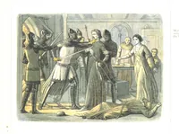 An illustration from A Chronicle of England B.C. 55-A.D. 1485, written and illustrated by J. E. D. The designs engraved and printed in colours by E. Evans. F.P (1864)