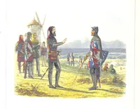 An illustration from A Chronicle of England B.C. 55-A.D. 1485, written and illustrated by J. E. D. The designs engraved and printed in colours by E. Evans. F.P (1864)