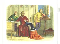An illustration from A Chronicle of England B.C. 55-A.D. 1485, written and illustrated by J. E. D. The designs engraved and printed in colours by E. Evans. F.P (1864)