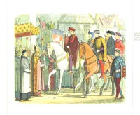 An illustration from A Chronicle of England B.C. 55-A.D. 1485, written and illustrated by J. E. D. The designs engraved and printed in colours by E. Evans. F.P (1864)