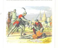 An illustration from A Chronicle of England B.C. 55-A.D. 1485, written and illustrated by J. E. D. The designs engraved and printed in colours by E. Evans. F.P (1864)