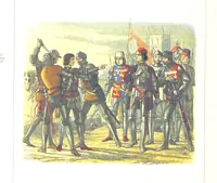 An illustration from A Chronicle of England B.C. 55-A.D. 1485, written and illustrated by J. E. D. The designs engraved and printed in colours by E. Evans. F.P (1864)