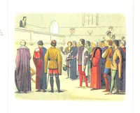 An illustration from A Chronicle of England B.C. 55-A.D. 1485, written and illustrated by J. E. D. The designs engraved and printed in colours by E. Evans. F.P (1864)