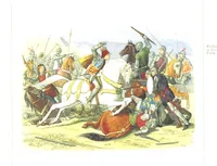 An illustration from A Chronicle of England B.C. 55-A.D. 1485, written and illustrated by J. E. D. The designs engraved and printed in colours by E. Evans. F.P (1864)