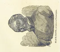 An illustration from Biography and History of the Indians of North America ... also a history of their wars ... Likewise exhibiting an analysis of the ... authors, who have written upon ... the first peopling of America. Third edition, with ... additions ... corrections and ... engravings (1837)