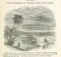 An illustration from Robinson Crusoe's own book; or, the voice of adventure from the civilized man cut off from his fellows ... and from the wanderer in strange seas and lands, etc (1842)