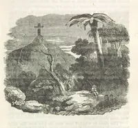 An illustration from Robinson Crusoe's own book; or, the voice of adventure from the civilized man cut off from his fellows ... and from the wanderer in strange seas and lands, etc (1842)