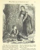 An illustration from Christmas Stories. Blade-O'-Grass, Golden Grain, and Bread and Cheese and Kisses (1874)