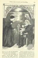 An illustration from Christmas Stories. Blade-O'-Grass, Golden Grain, and Bread and Cheese and Kisses (1874)