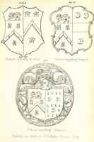 An illustration from The Church Heraldry of Norfolk: a description of all coats of arms on brasses, monuments, etc., now to be found in the county. Illustrated ... With Notes from the inscriptions attached (1885)