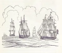 An illustration from The Book of the Navy; comprising a general history of the American Marine; and particular accounts of all the most celebrated naval battles, from the Declaration of Independence to the present time. With an appendix (1843)