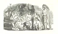 An illustration from Illustrated Historical Sketches of the Indians, exhibiting their manners and customs on the battle field, and in the Wigwam ... From the best authorities (1857)