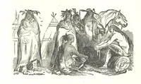 An illustration from Illustrated Historical Sketches of the Indians, exhibiting their manners and customs on the battle field, and in the Wigwam ... From the best authorities (1857)
