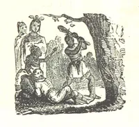 An illustration from Illustrated Historical Sketches of the Indians, exhibiting their manners and customs on the battle field, and in the Wigwam ... From the best authorities (1857)