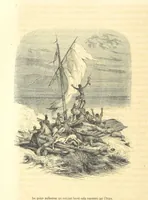 An illustration from Aventures les plus curieuses des voyageurs. Coup d'œil autour du monde, d'après les relations anciennes et modernes ... par M. Hombron. Ouvrage imité des Aventures des voyageurs par P. Blanchard (1847)