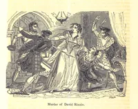 An illustration from The History of England; from the invasion of Julius Caesar to the Revolution in 1688: by D. Hume ... With a continuation, from that period to the death of George the Second, by Tobias Smollett ... and Chronological Records to the coronation of his present Majesty, George the Fourth, by John Burke ... With numerous engravings. (Historical Questions comprising a series of studies upon the most important passages in Dolby's Universal Histories; commencing with Hume and Smollet's History of England. By Robert Horner.) (1825)