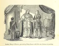 An illustration from The History of England; from the invasion of Julius Caesar to the Revolution in 1688: by D. Hume ... With a continuation, from that period to the death of George the Second, by Tobias Smollett ... and Chronological Records to the coronation of his present Majesty, George the Fourth, by John Burke ... With numerous engravings. (Historical Questions comprising a series of studies upon the most important passages in Dolby's Universal Histories; commencing with Hume and Smollet's History of England. By Robert Horner.) (1825)